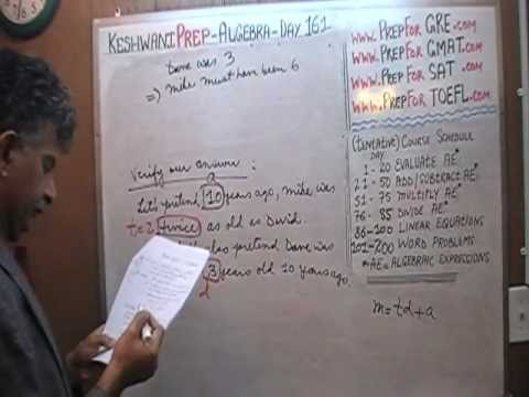 Algebra Help Day 161 Word Problems - Prep Tutor via Skype - ACT, SAT, GRE, GMAT, TEAS, TOEFL