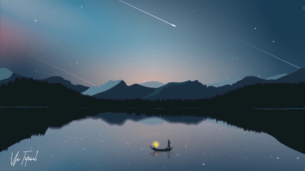 Night Landscape Flat Art - Illustrator - After Effects