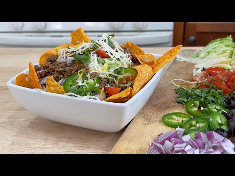 Taco Salad with Doritos & Carne de Res al Estilo Boricua