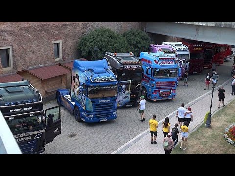 Painted and tuned trucks show off in Romania before taking to Europe`s high-ways