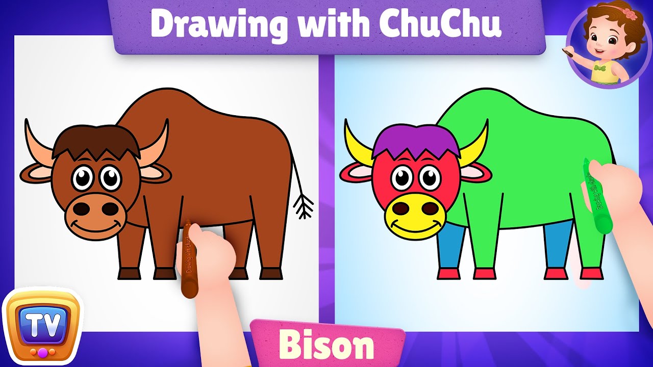 How to Draw a Bison? - Drawing with ChuChu - ChuChu TV Drawing for Kids Easy Step by Step