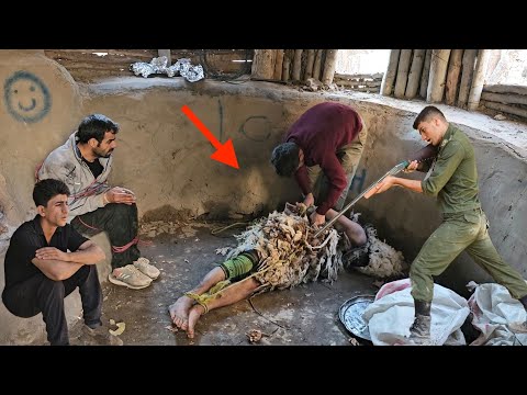 Hussein's efforts in the mountains and the sudden attack of a wild caveman on the hut