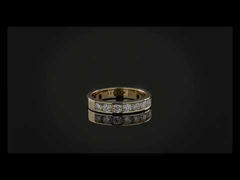 Moissanite Half Eternity Band - Channel Set Wedding Ring 14k Gold Over 925 Silver