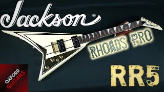 Video thumbnail for Jackson RR5 Randy Rhoads Pro Ivory with Black Pinstripes 2004 Made in Japan guitar close up video by Oxford Guitars