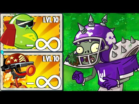 PvZ 2 Power Up Infinite - All Plants Level Max Vs 100 New Zombies - Who will win?