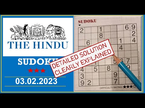 How to Solve 3 Star Hindu  Sudoku Feb 03,  2022 -  Step By Step Solution