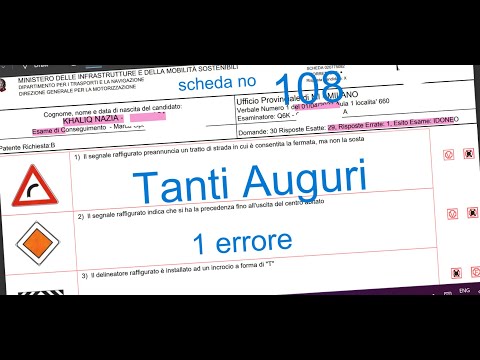 Scheda Esame PATENTE B  SUPERATO  no. 108 con   1  ERRORE di KHALIQ NAZIA  del 01.04.2023