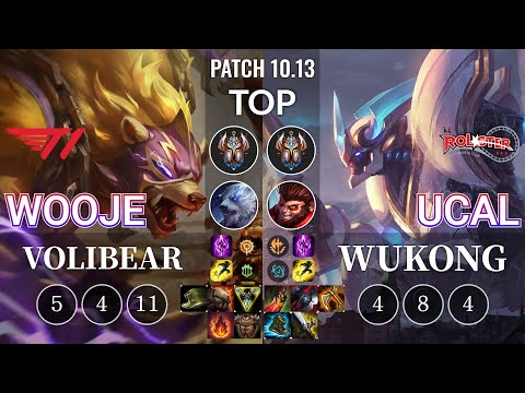 T1 Wooje Volibear vs KT Ucal Wukong Top - KR Patch 10.13