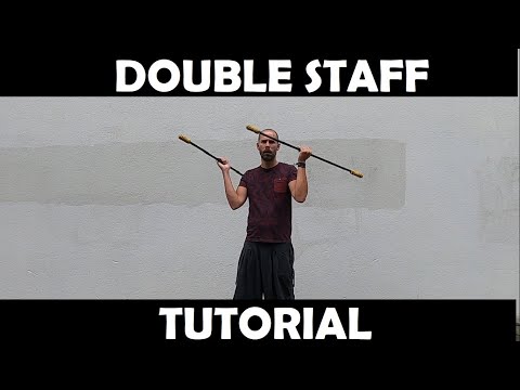 Double Staff Tutorial - spinning and throw - 19 moves ( beginners / intermediates )