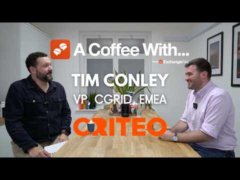 Shot of Tim Conley (right), VP, CGrid, EMEA at Criteo, in the ExchangeWire kitchen with John Still (left) for an episode of 'A Coffee With...'
