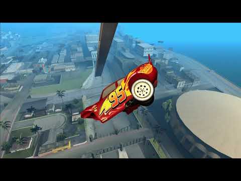 MEGA RAMP Realistic Crash Test | Lightning McQueen VS Jackson Storm & MORE! Ep.2 | GTA SAN ANDREAS