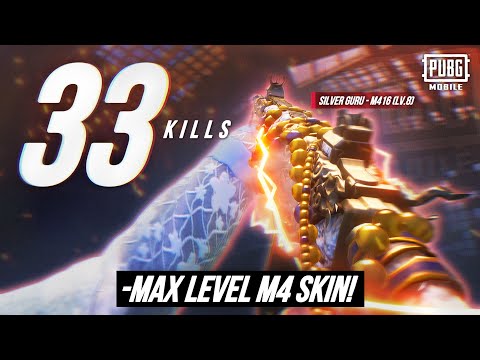 33KILLS + NEW M416 MAX LEVEL SKIN😱 ///// New “SILVER GURU M416 (LV.8)”Skin Review🔥