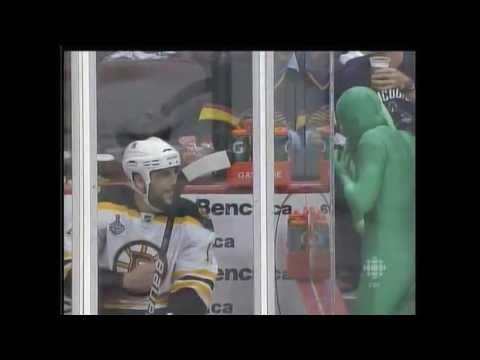 Milan Lucic has words with the Green Men