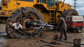Download lagu Only Pakistani Mechanics Can Repair This Giant Caterpillar Loader Tire mp3