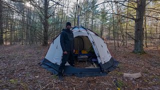 Solo Winter Camping In A New Hot Tent !! | Nortent Gamme 6 PC