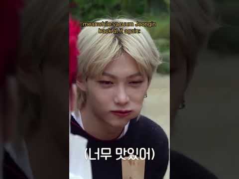 other Stray Kids members eating vs Jeongin