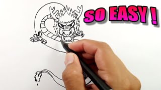 Chinese dragon drawing tutorial | Easy Drawings