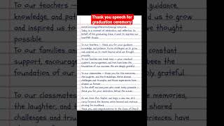 thank you speech for graduation ceremony #speech #thankyouspeech #graduationspeech