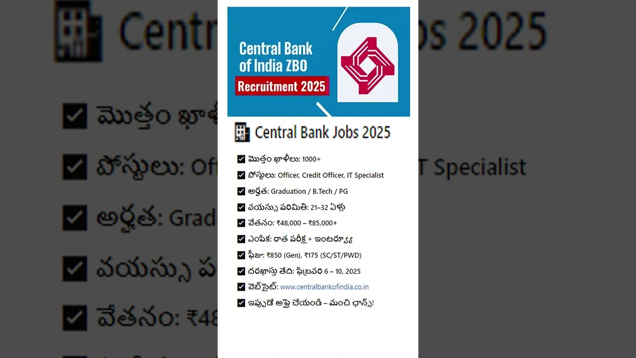 Central Bank of India Recruitment 2025