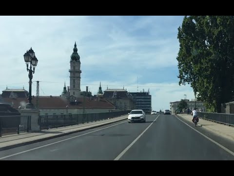 Driving in Hungary: Győr - entering the city from the south - Road 83 - to Downtown