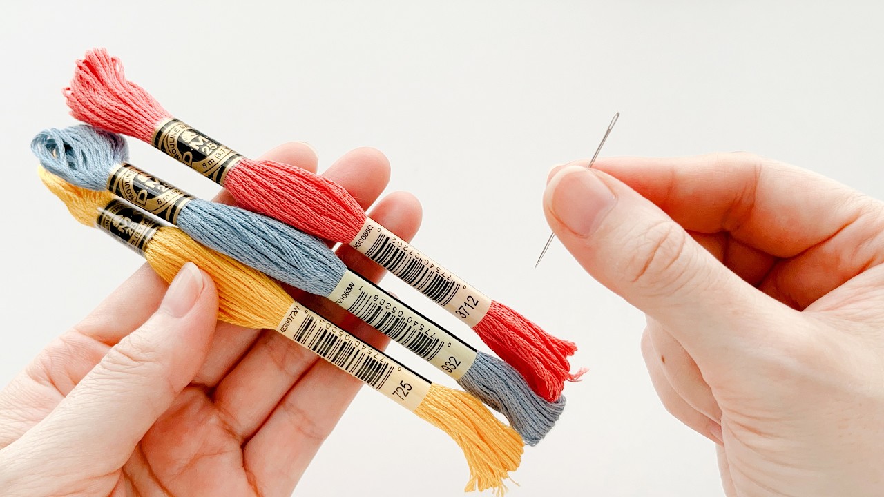 初心者でも簡単！刺繍糸を通す方法🔰 - 糸通しのいらない刺繍糸を針に通す方法