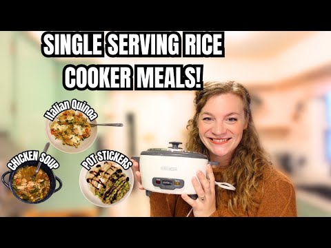 RICE COOKER MEALS FOR ONE! MAKING SINGLE SERVING POT STICKERS & RICE, CHICKEN SOUP & ITALIAN QUINOA