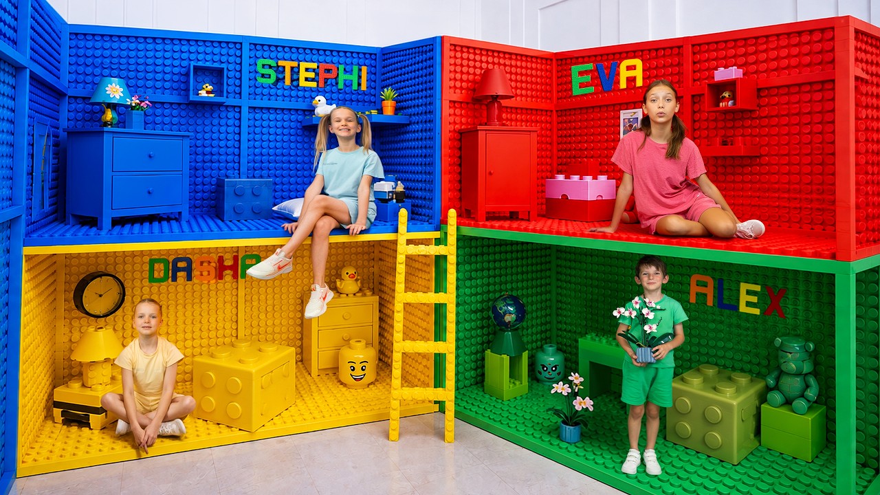 Pick Your Color! Four LEGO Rooms Decorating Challenge