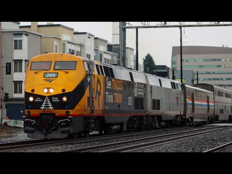 AMTK 203 (Operation Lifesaver) leads California Zephyr in Storm