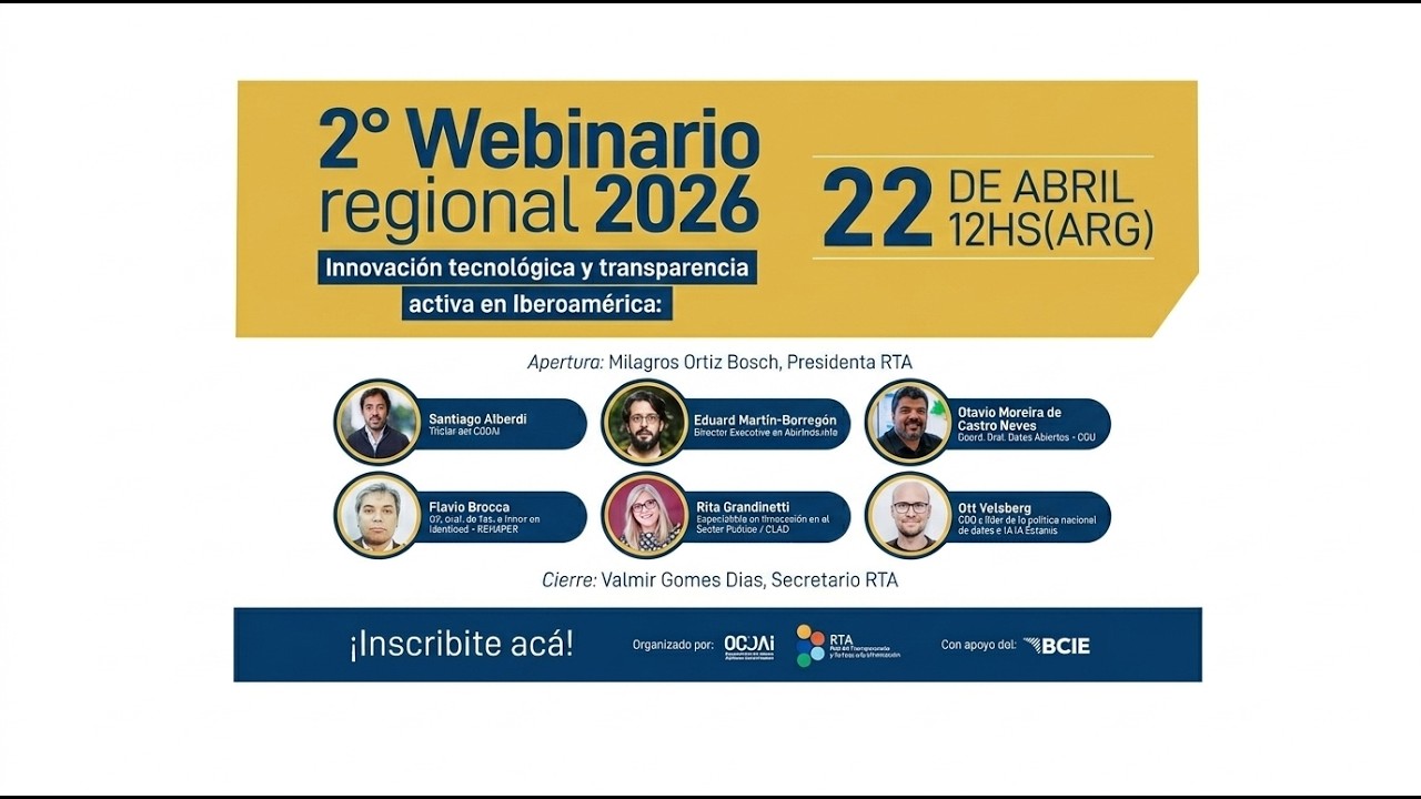 2° Webinario Regional RTA 2026: "Innovación tecnológica y transparencia activa en Iberoamérica"