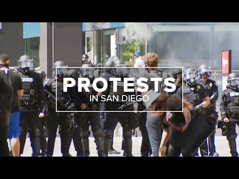 Police give unlawful assembly order in Downtown San Diego near Broadway, arrests made