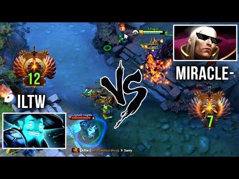 RANK 7 Miracle- Invoker vs RANK 12 iLTW Storm Spirit - EPIC Mid Battle Dota 2