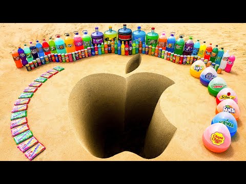 Giant Toothpaste Eruption from Apple pit, Giant Coca Cola & Balloons Chupa Chups, Fanta vs Mentos