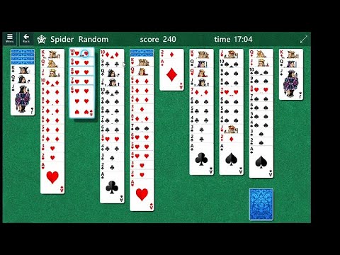spider solitaire card game gameplay walkthrough difficult four suites - YouTube