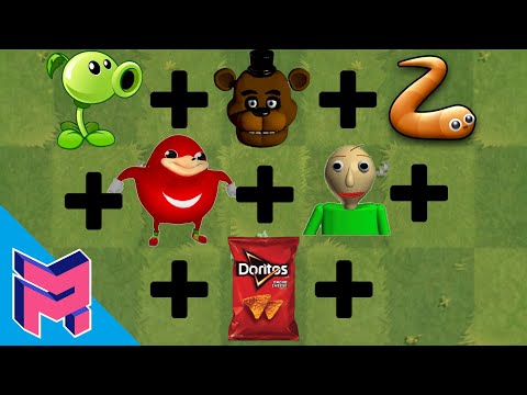 Plants vs Zombies Fusion Hack Animation (Peashooter + Slither.io + FNAF + Dorito + Baldi + Knuckles)