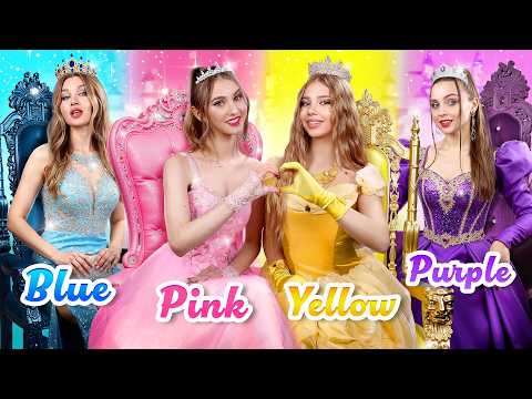 ¡Princesa Rosa vs Amarilla vs Azul vs Violeta! ¿Qué Color Ganará en el Desafío de un Color?