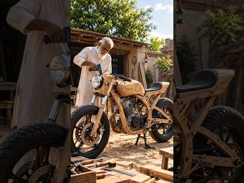 Grandpa Built a FULL-SIZE Wooden Bugatti Bike 😱🔥#shorts #viral #woodworking #bike #millionviews #diy