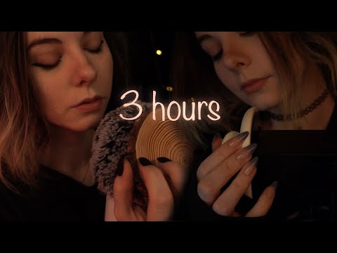 ASMR | 3 hours layered Ear Attention, Whispering, Mic Blowing & Wood Tapping - Deep Sleep Ambience
