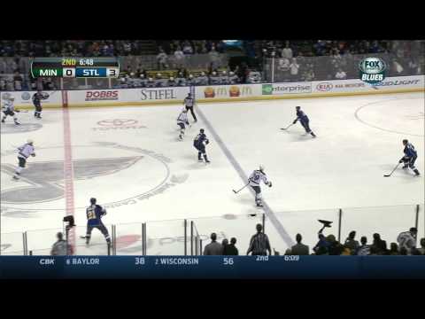 Jaden Schwartz wrist shot PPG  goal 3-0 Minnesota Wild vs St. Louis Blues 3/27/14 NHL Hockey.