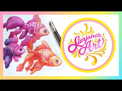 Dr. Ph. Martin's Bombay Ink Painting Process Time Lapse - Goldfish with Metallic Highlights