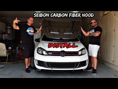 VW MK6 GTI CARBON FIBER HOOD INSTALL#mk6gti #vwgti #mk6