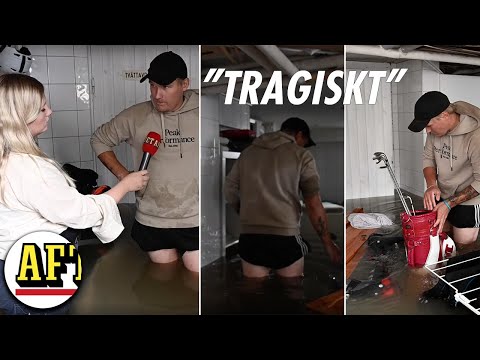 Gävle: Han har en meter vatten i källaren efter regnovädret