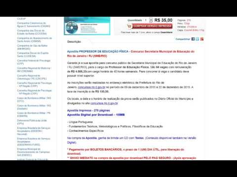 Concurso Secretaria Municipal de Educação do Rio de Janeiro / RJ PROFESSOR DE EDUCAÇÃO FÍSICA