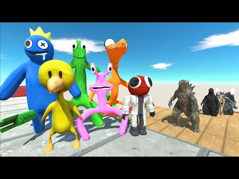 X6 Rainbow Friends Death Fall vs Godzilla - Animal Revolt Battle Simulator