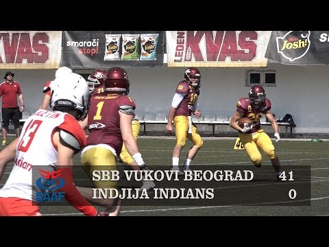 SAAF 1 kolo SBB Vukovi - Indians 41-0