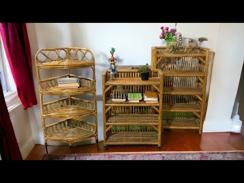 Brown handcrafted bamboo cane rack