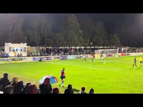Ricardo German calmly slots home from the spot to put Chesham Utd 2-0 up against Gosport Borough.
