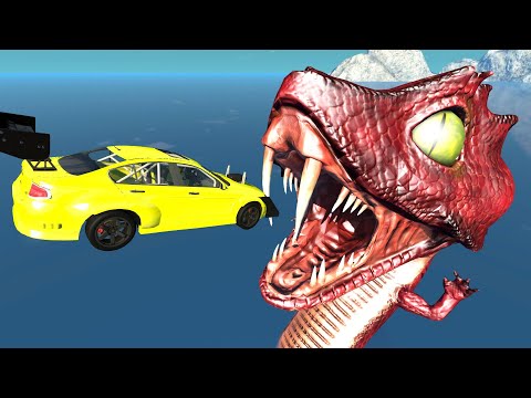 Jumping Cars into the Lizard Mouth - BeamNG.Drive