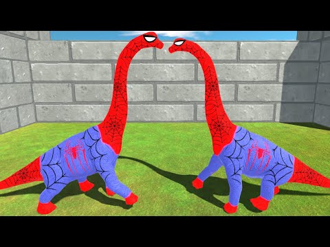 SPIDER-MAN BRACHIOSAURUS vs SPIDER-MAN BRACHIOSAURUS DEATH RUN TOUR - Animal Revolt Battle Simulator