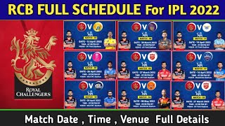 IPL 2022 - RCB All 14 Match Full Schedule | Royal Challengers Bangalore