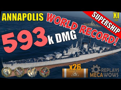 DAMAGE WORLD RECORD! Annapolis 3 Kills & 593k Damage | World of Warships Gameplay